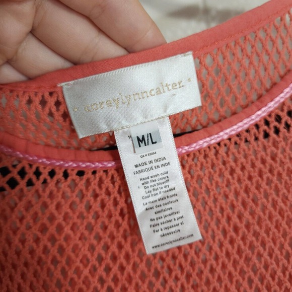 Corey Lynn Calter Womens Dress Becca Pineapple Salmon Crochet Tassel Mini M L - Picture 7 of 11